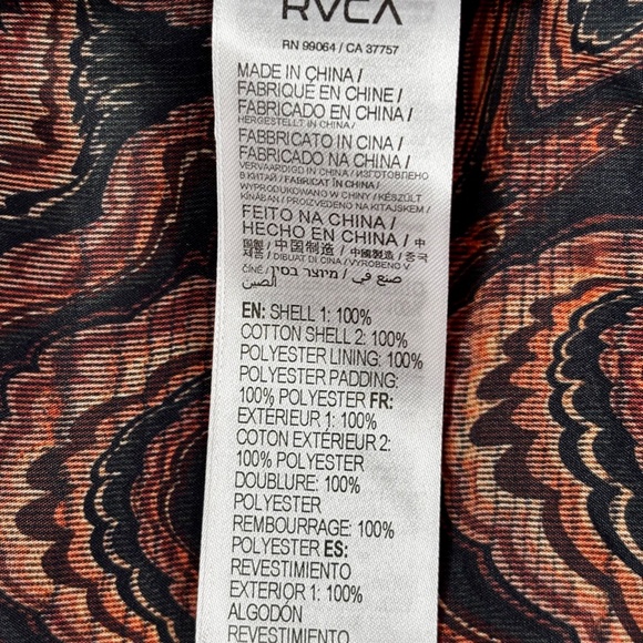 NWT RVCA Eezeh Peaasy Puffer Jacket, Brown and Cream, XS - Picture 11 of 11